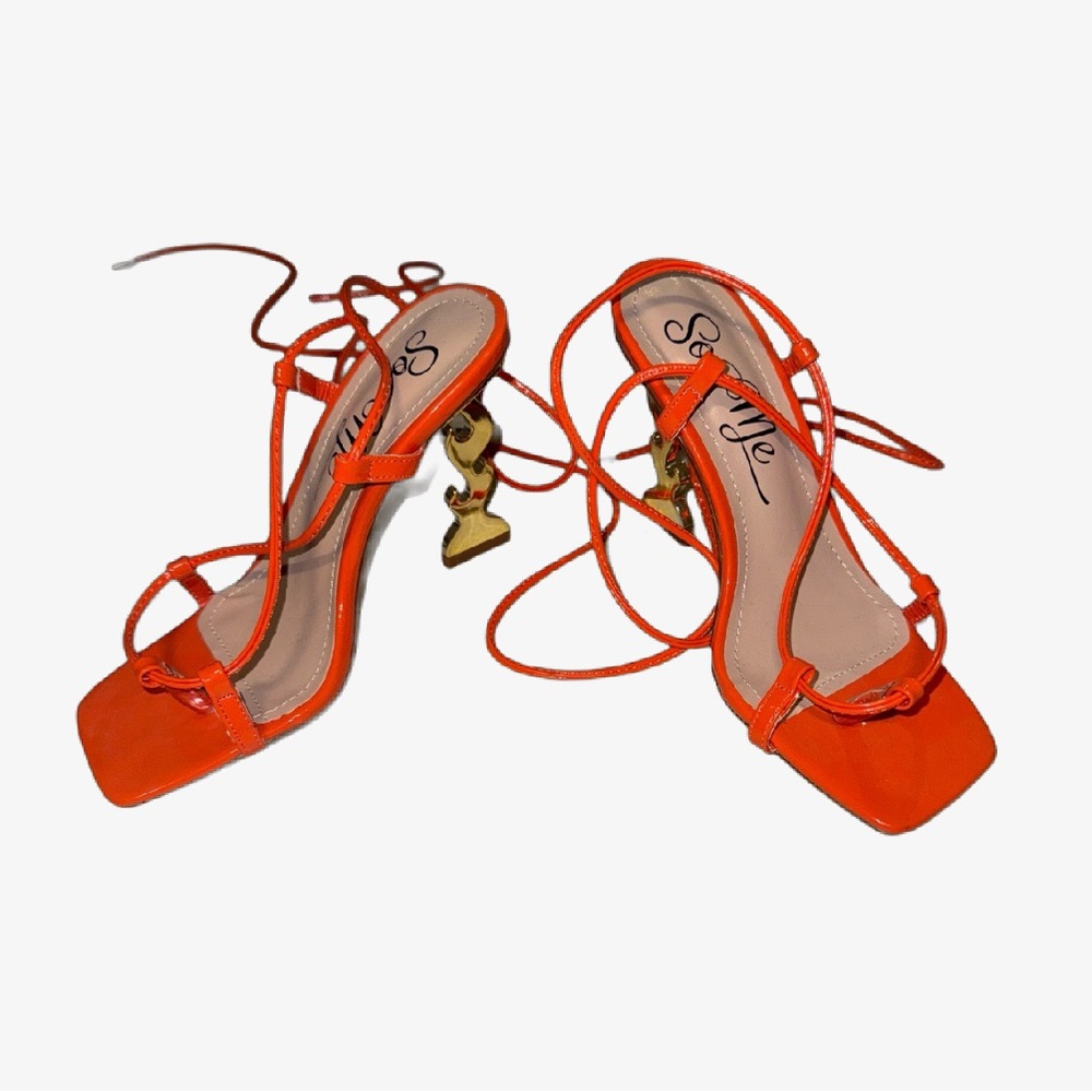 Women's fire Orange Strappy Heels